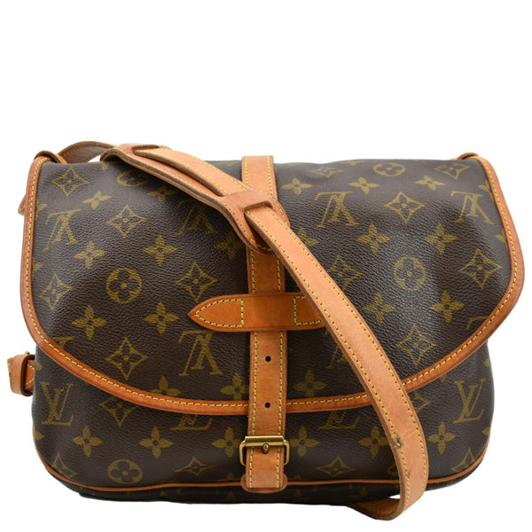 LOUIS VUITTON Saumur 30 Monogram Canvas Crossbody Bag Brown