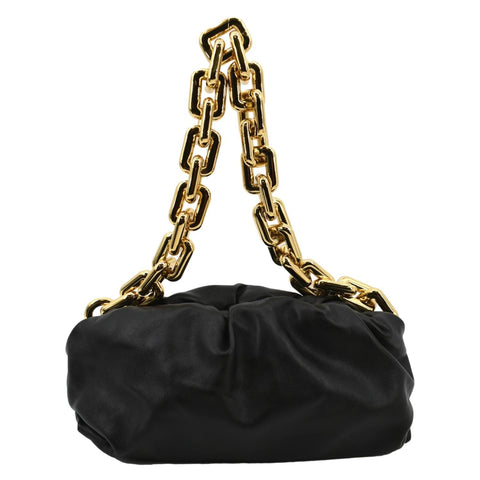 BOTTEGA VENETA Chain Pouch Leather Shoulder Bag Black