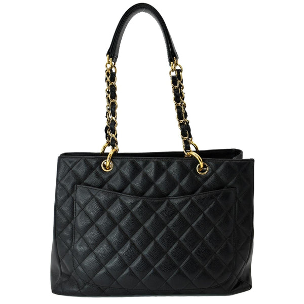 CHANEL scarf Grand Shopping GST Caviar Leather Tote Bag Black