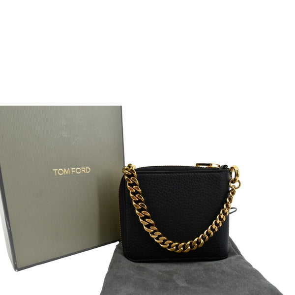 Tom Ford Leather Zip Small Chain Wallet in Black Color - Back