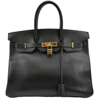 HERMES Birkin 35 Clemence Leather Tote Bag Black