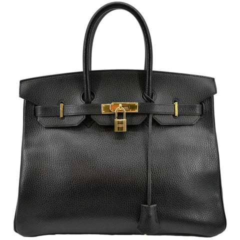 HERMES Birkin 35 Clemence Leather Tote Bag Black