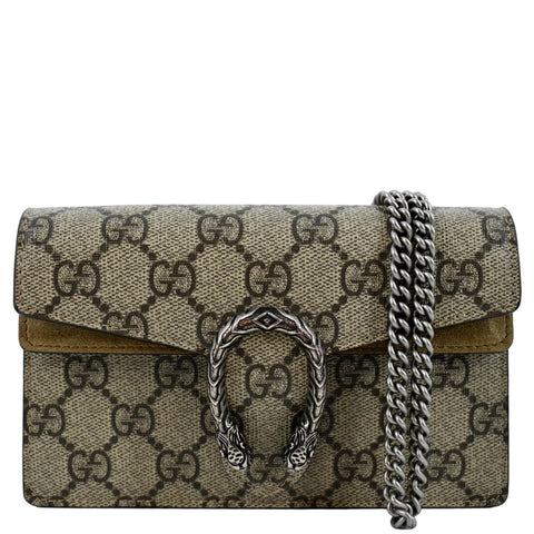 GUCCI Dionysus Super Mini GG Supreme Canvas Crossbody Bag Taupe 476432
