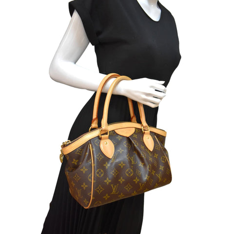 LOUIS VUITTON Tivoli PM Monogram Canvas Satchel Bag Brown