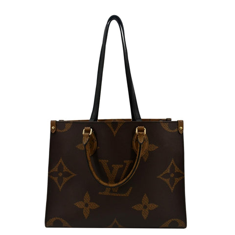 LOUIS VUITTON Onthego MM Giant Monogram Canvas Tote Shoulder Bag Brown