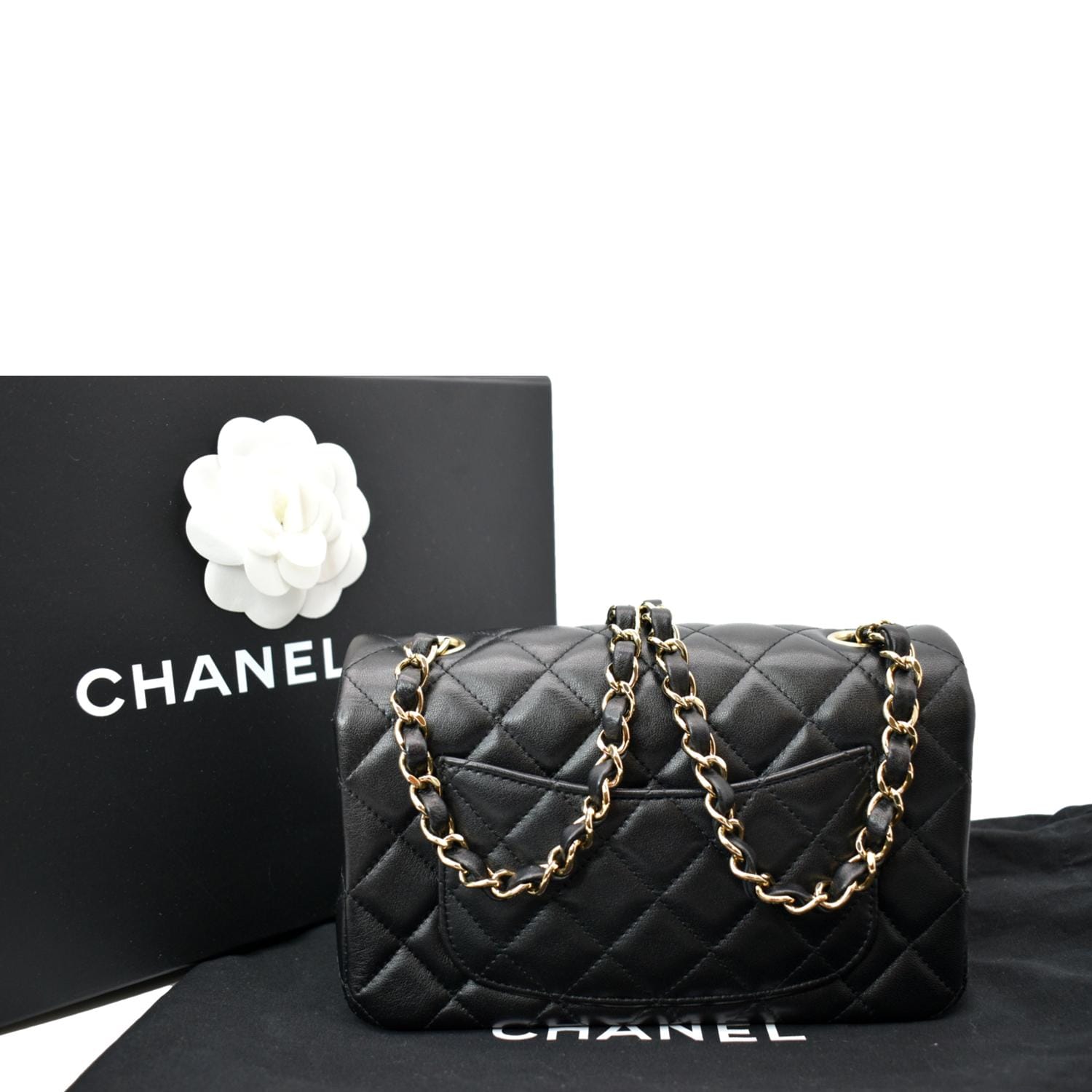 CHANEL Mini Rectangular Flap Quilted Leather Shoulder Bag Black