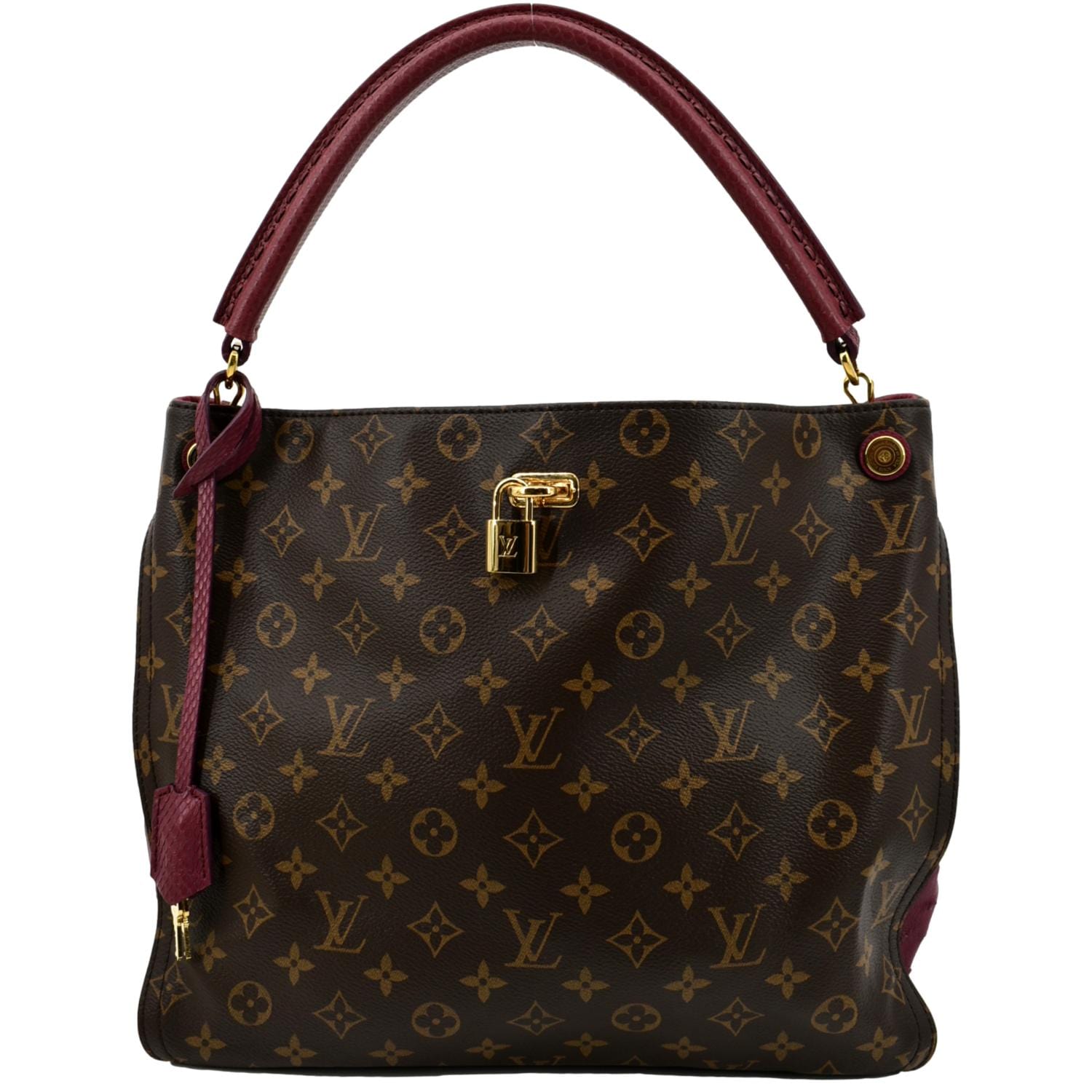 Louis Vuitton Gaia Ostrich Monogram Canvas Shoulder Bag - Front