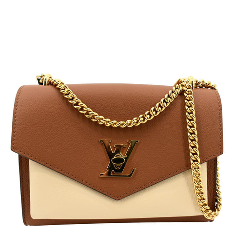 LOUIS VUITTON My Lockme Chain Leather Shoulder Bag Chataigne