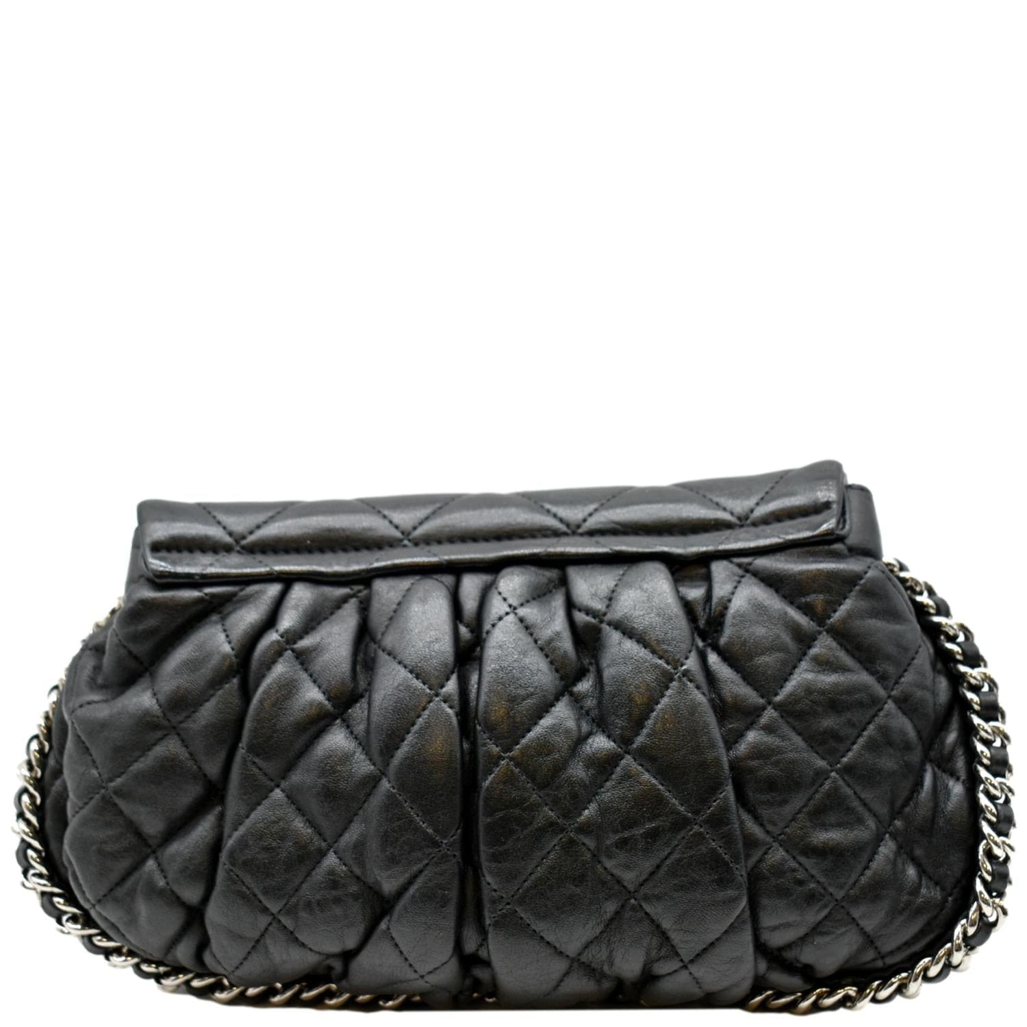 Chanel Black Quilted Washed Lambskin 'CHAIN AROUND' Crossbody