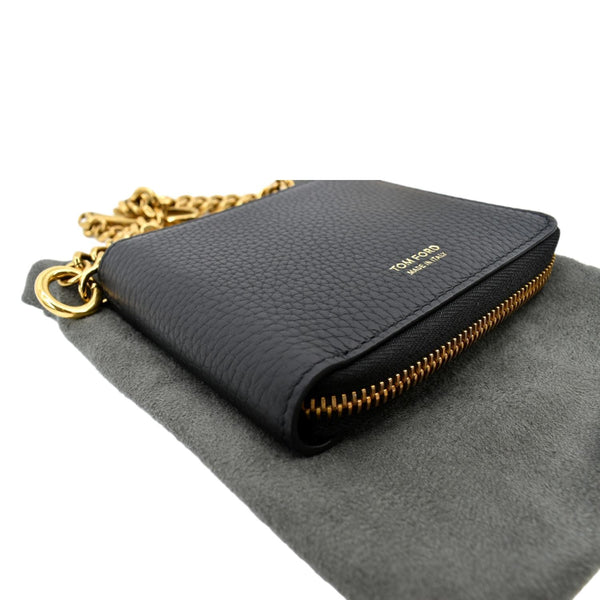 Tom Ford Leather Zip Small Chain Wallet in Black Color - Bottom Left