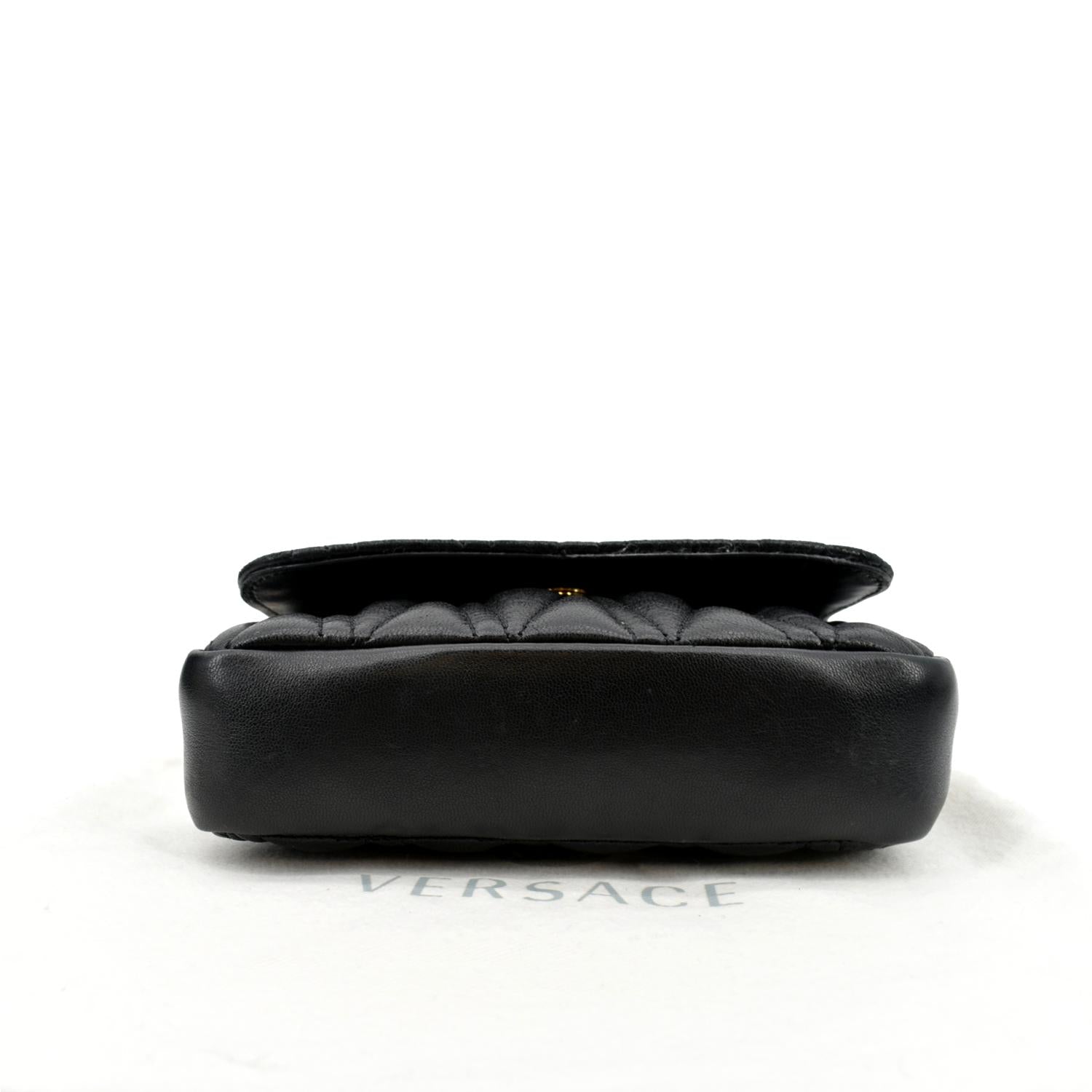 Virtus leather crossbody bag Versace Black in Leather - 35306964