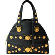 VERSACE Medallion Tribute Calfskin Leather Bowling Bag Black