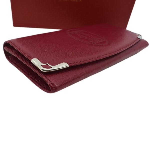 Cartier Folded Calfskin Leather Wallet Burgundy - Bottom Left