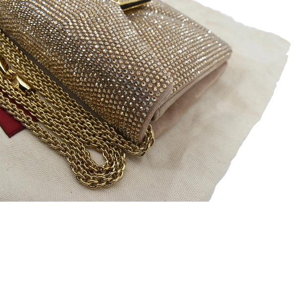 VALENTINO GARAVANI One Stud Crystal-Embellished Suede Shoulder Bag Pink
