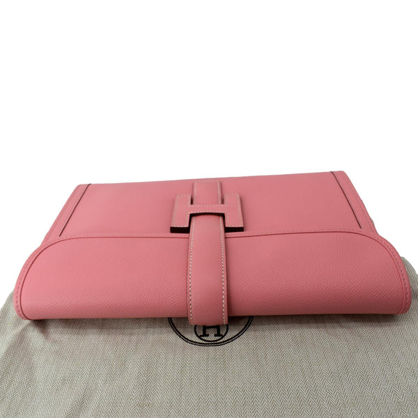 Hermes Jige Elan Calfskin Leather Clutch Wallet in Pink - Top