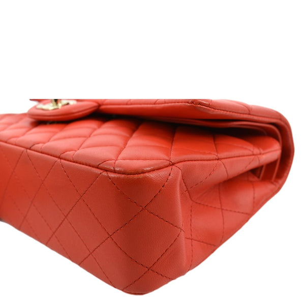 CHANEL Classic Double Flap Medium Leather Shoulder Bag Red