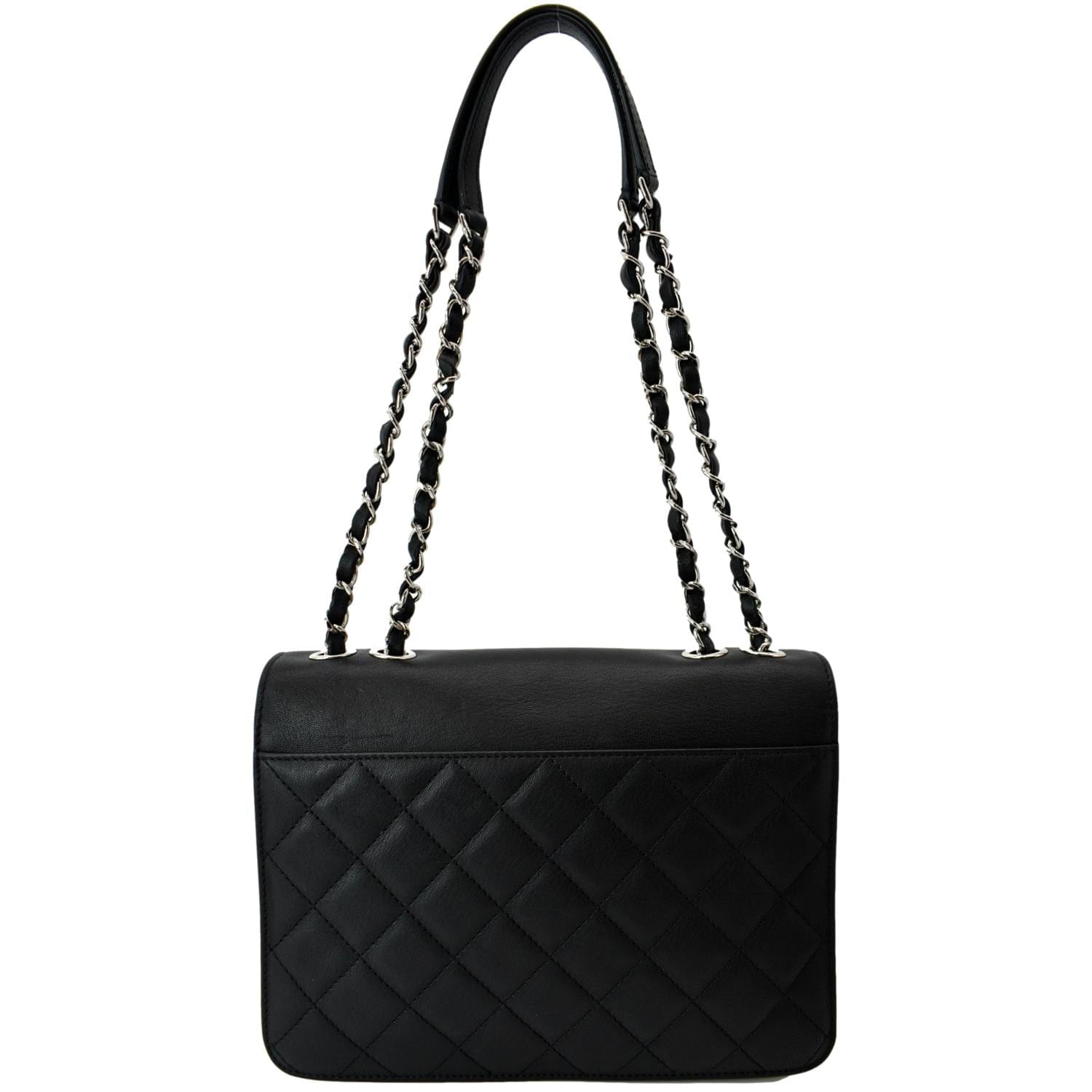 CHANEL Box CC Flap Quilted Leather Shoulder Bag Black