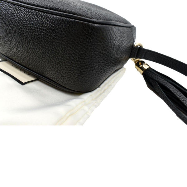 Gucci Soho Disco Pebbled Leather Crossbody Bag Black - Bottom Right