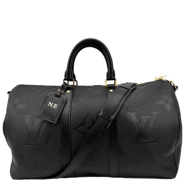 LOUIS VUITTON Keepall Bandouliere 45 Monogram Empreinte Giant Travel Bag Black