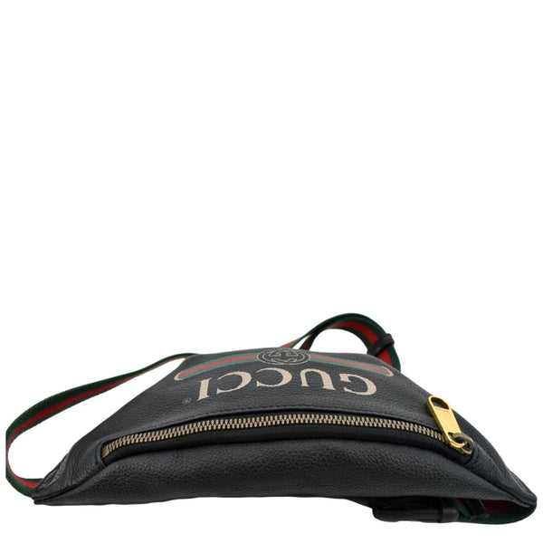 Gucci Logo Print Grained Calfskin Leather Small Belt Bag - Top