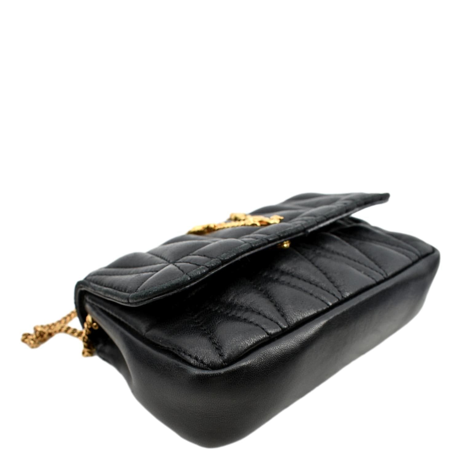 Versace Virtus Mini Quilted Leather Crossbody Bag