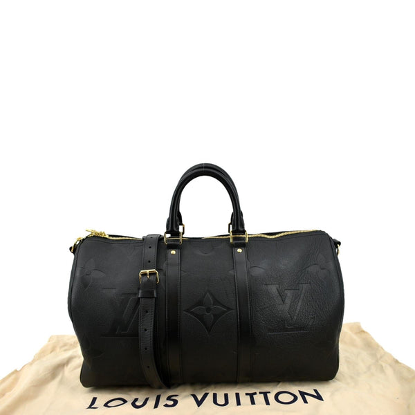 LOUIS VUITTON Keepall Bandouliere 45 Monogram Empreinte Giant Travel Bag Black