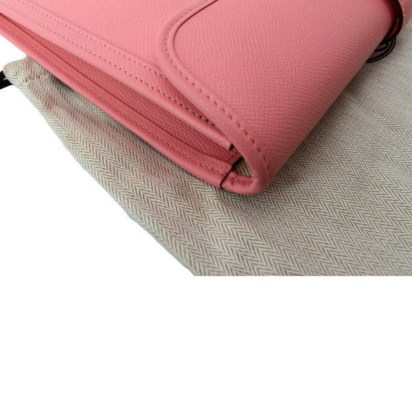 Hermes Jige Elan Calfskin Leather Clutch Wallet in Pink - Top Left
