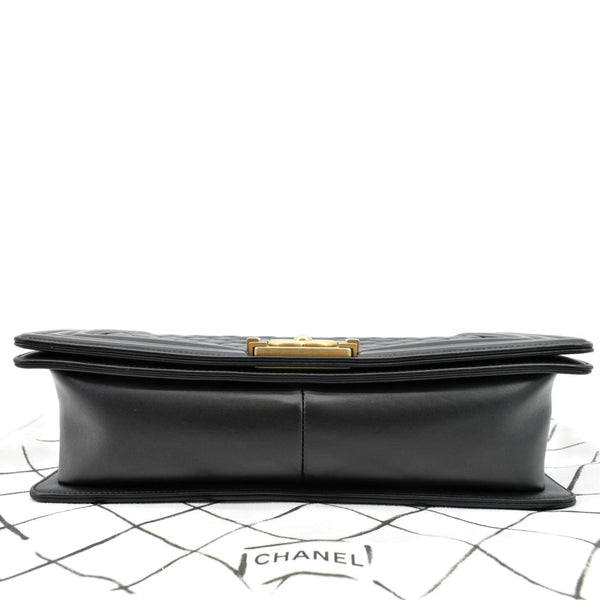Chanel Medium Boy Flap Calf Leather Shoulder Bag Black - Bottom