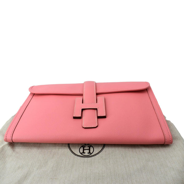 Hermes Jige Elan Calfskin Leather Clutch Wallet in Pink - Bottom