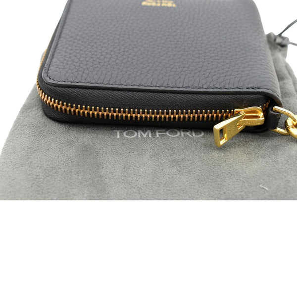Tom Ford Leather Zip Small Chain Wallet in Black Color - Zip