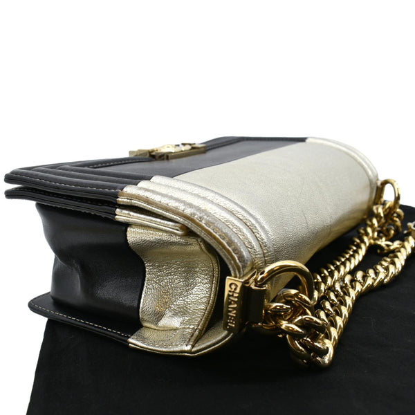 Chanel Boy Leather Shoulder Bag Bicolor - Right Side