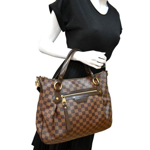 Louis Vuitton Evora MM Damier Ebene Shoulder Bag Brown - Full View