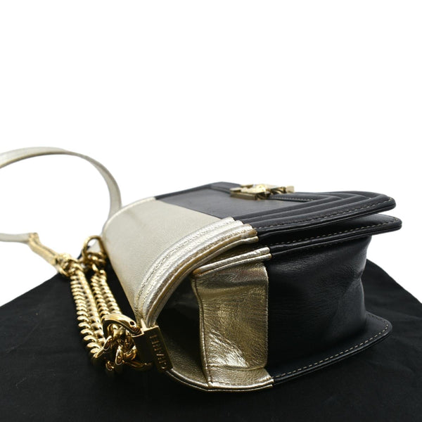 Chanel Boy Leather Shoulder Bag Bicolor - Left Side