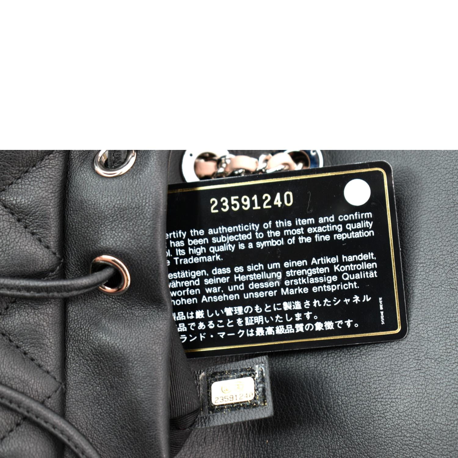 chanel bag authentic black Leather With Authenticity Card