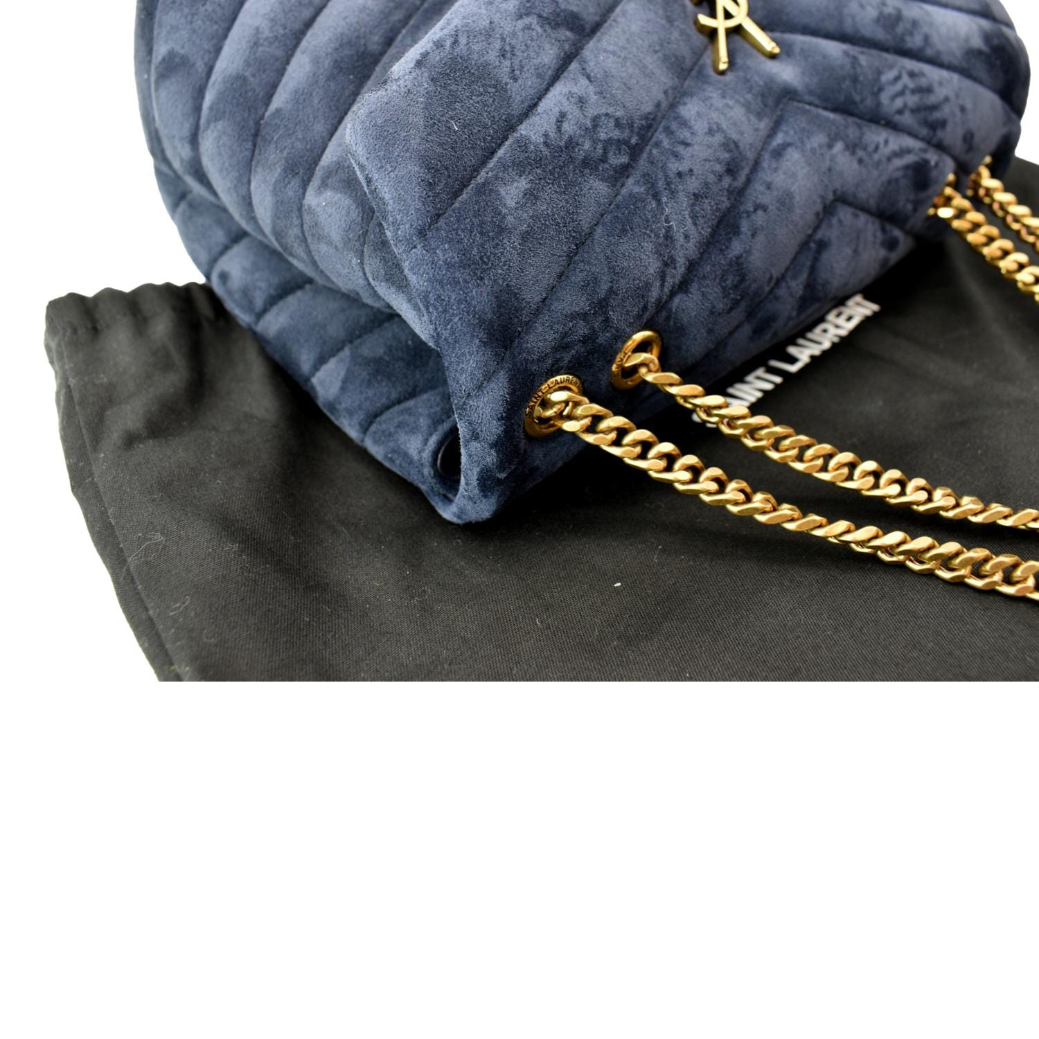 Loulou Small Suede Shoulder Bag in Grey - Saint Laurent