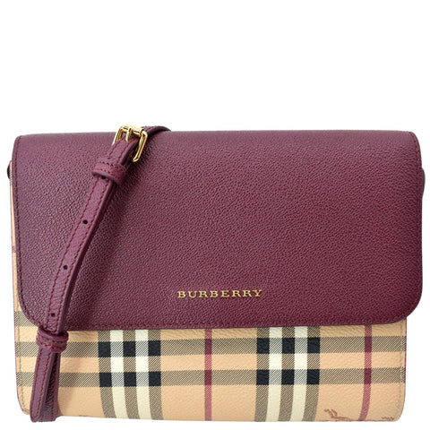 Burberry  Loxley Check Leather Shoulder Bag Purple
