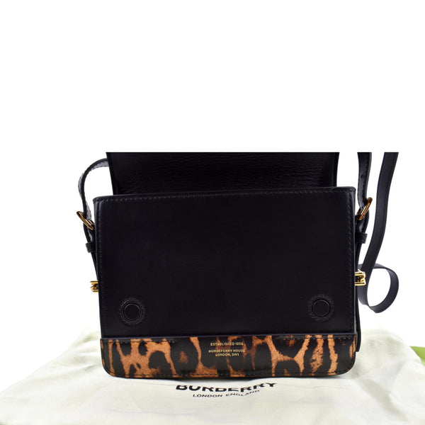 BURBERRY Grace Leopard Print Leather Shoulder Bag Multicolor