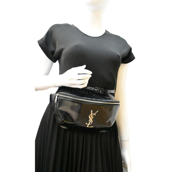 Yves Saint Laurent Embossed Patent Leather Belt Bag - Full View