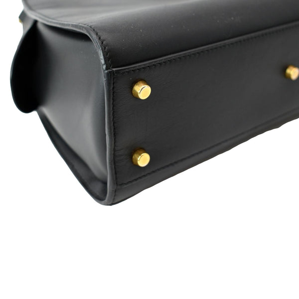 VERSACE Medallion Tribute Calfskin Leather Bowling Bag Black