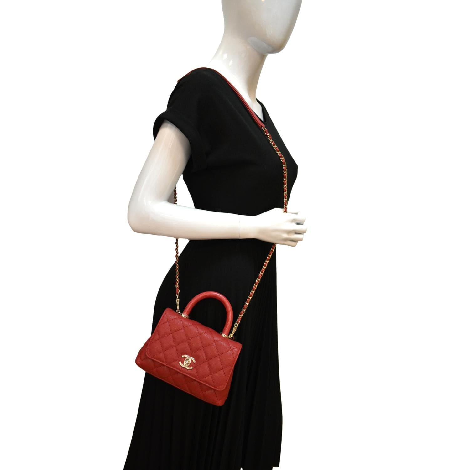 Chanel Coco Handle Caviar Skin 2WAYShoulder Bag Red Gold Metal 24 Seri -  Allu USA