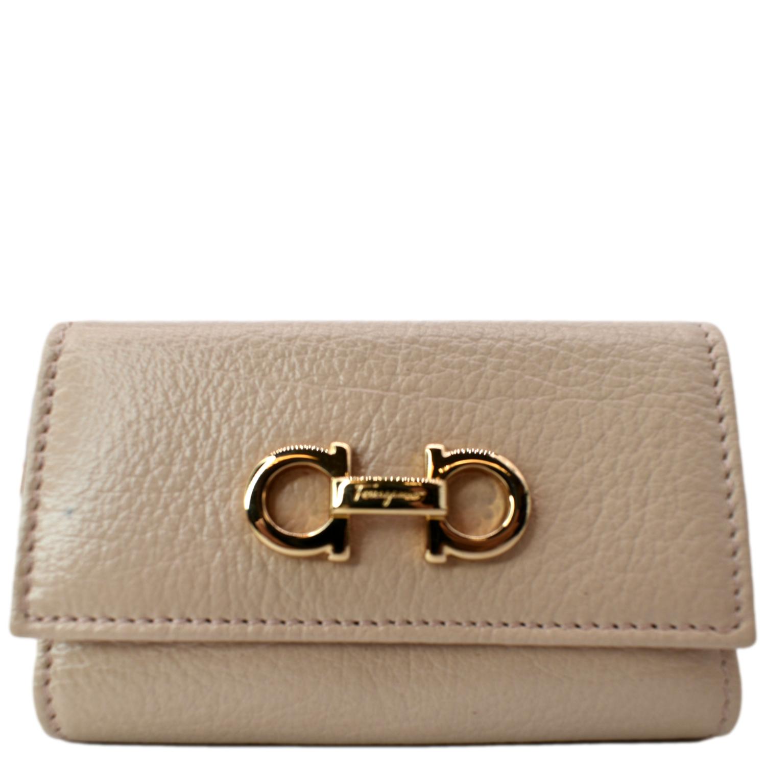 SALVATORE FERRAGAMO Leather Key Holder Beige