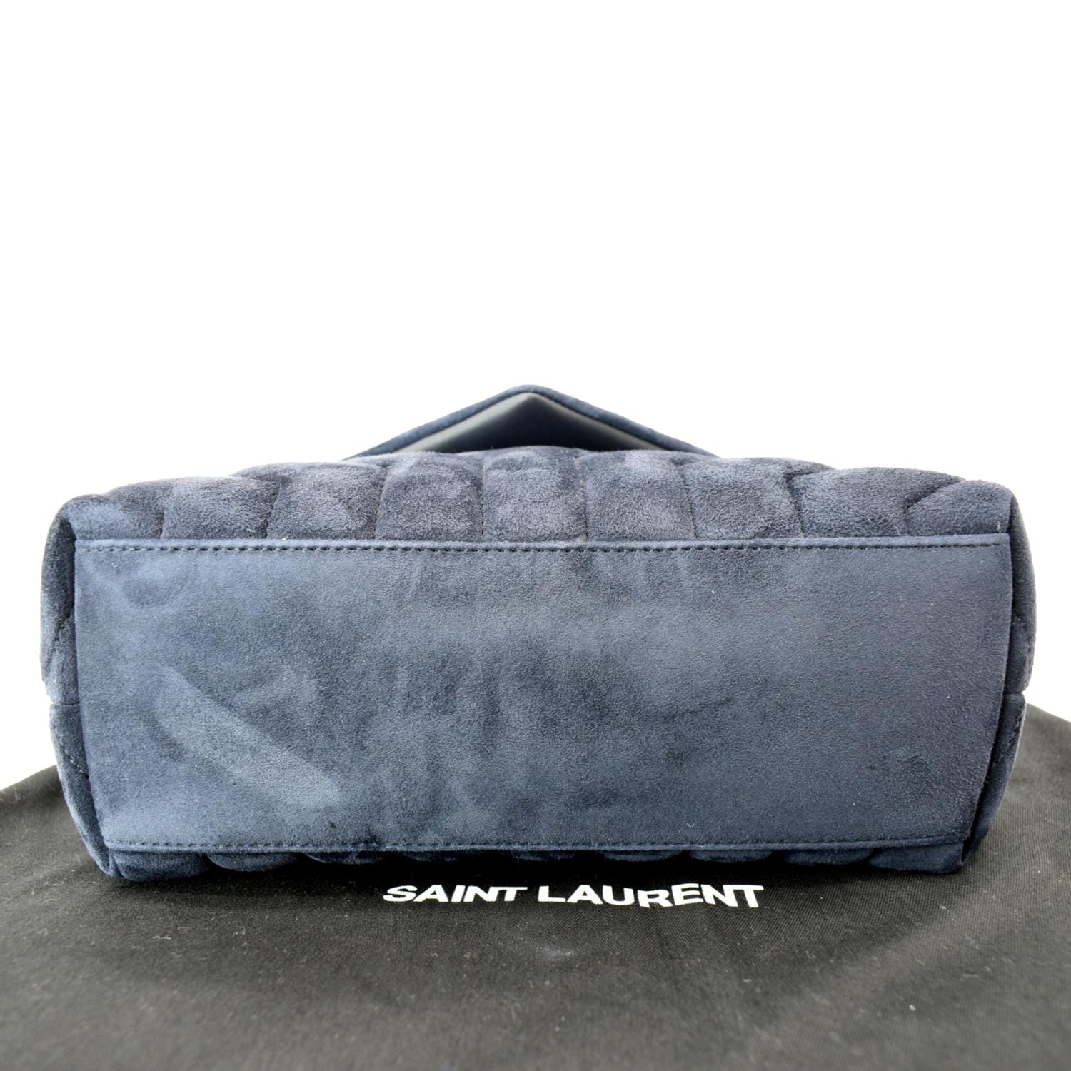 Saint Laurent Blue Small Monogram Velvet Matelasse Loulou Bag