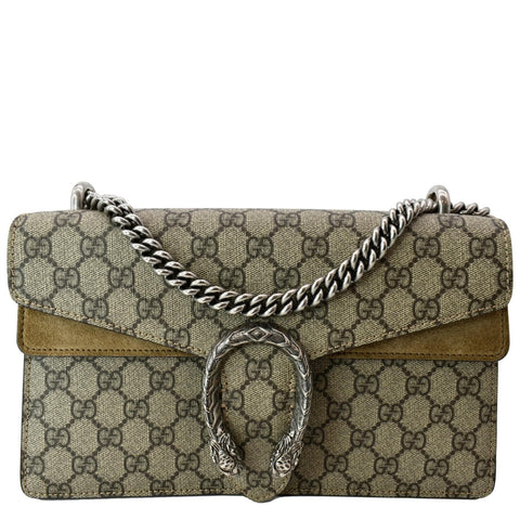 GUCCI Dionysus Small GG Supreme Canvas Shoulder Bag Beige 400249