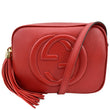 GUCCI Soho Disco Pebbled Leather Crossbody Bag Red 308364