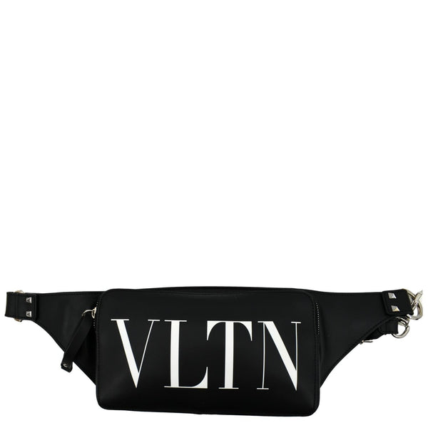 Valentino Garavani VLTN Calfskin Leather Belt Bag Black - Front