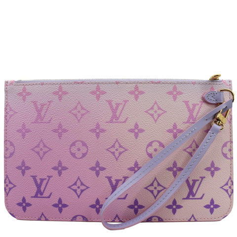 LOUIS VUITTON Neverfull Monogram Canvas Pochette Wristlet Pouch Sunrise Pastel