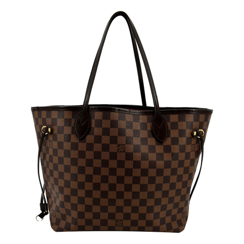 LOUIS VUITTON Neverfull MM Damier Ebene Tote Bag Brown