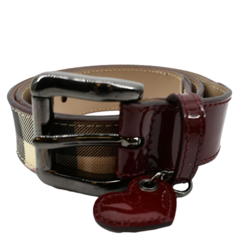 BURBERRY Nova Check Heart Belt Red Multicolor Size 32/80 display picture 1