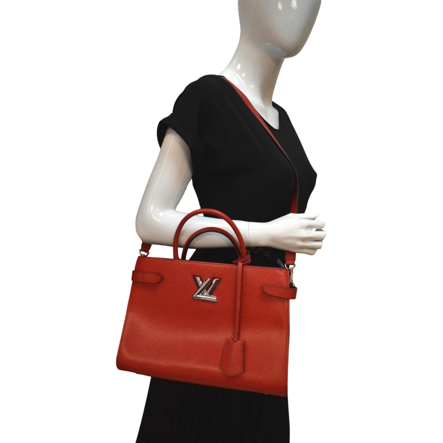 LOUIS VUITTON Twist Epi Leather Tote Shoulder Bag Red