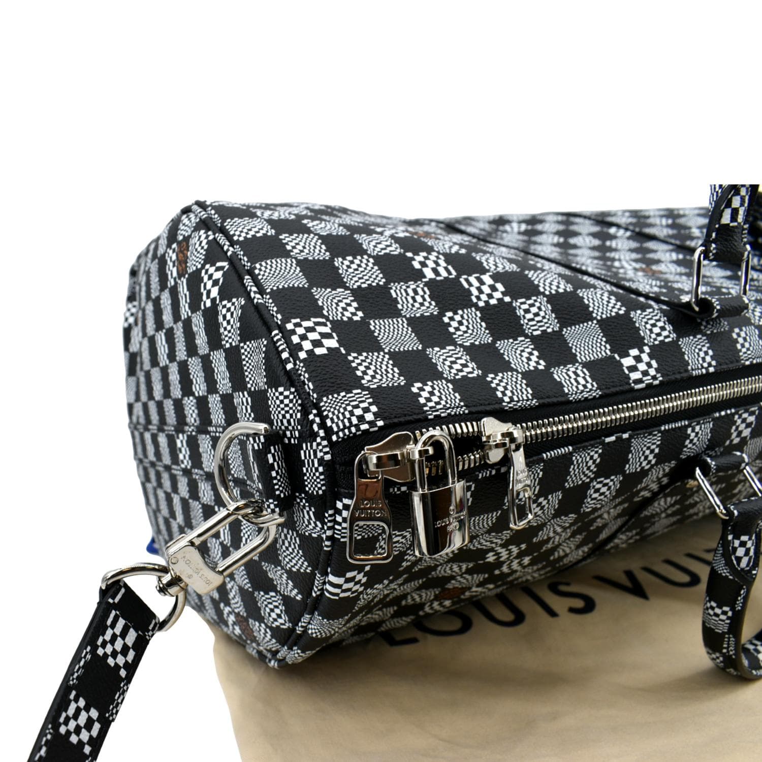 Louis Vuitton Black Distorted Damier Keepall Bandouliere 50 Duffle Bag  330lvs223